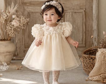 Luxury Baby Girl Dress,Flower Girl Dress Toddler,First Birthday Princess Dress,Vintage  Tulle Dress,Baby Shower Outfit,Wedding Baby Dress