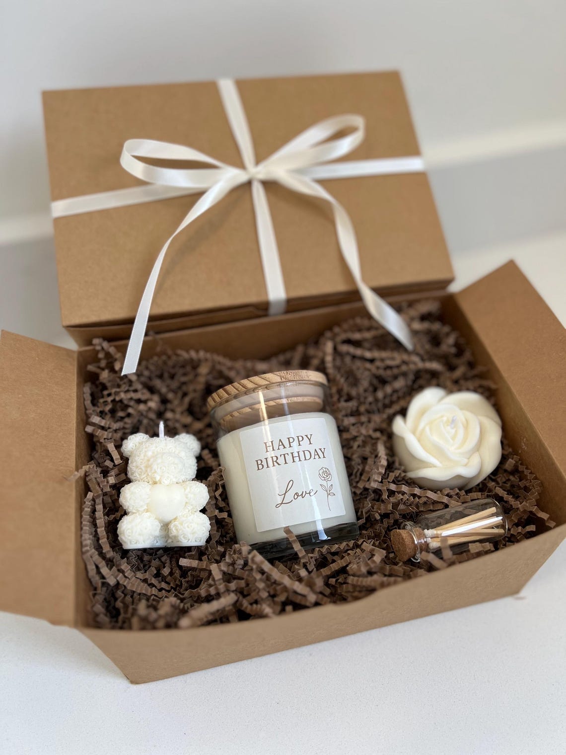 Handmade Candle Gift Box: Soy Candle, Rose & Teddy Bear Candles - Etsy