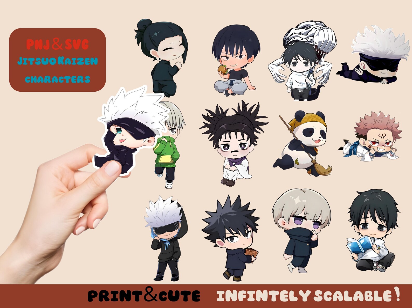 20 Stikers Gojo Satoru SVG PNG | Jujutsu Kaisen Anime Sticker Design ...