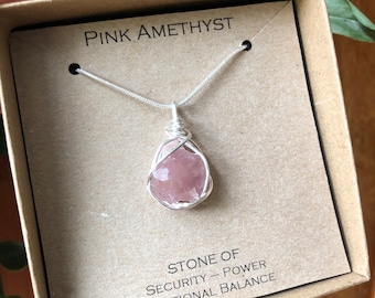 Raw Pink Amethyst Wire Wrapped