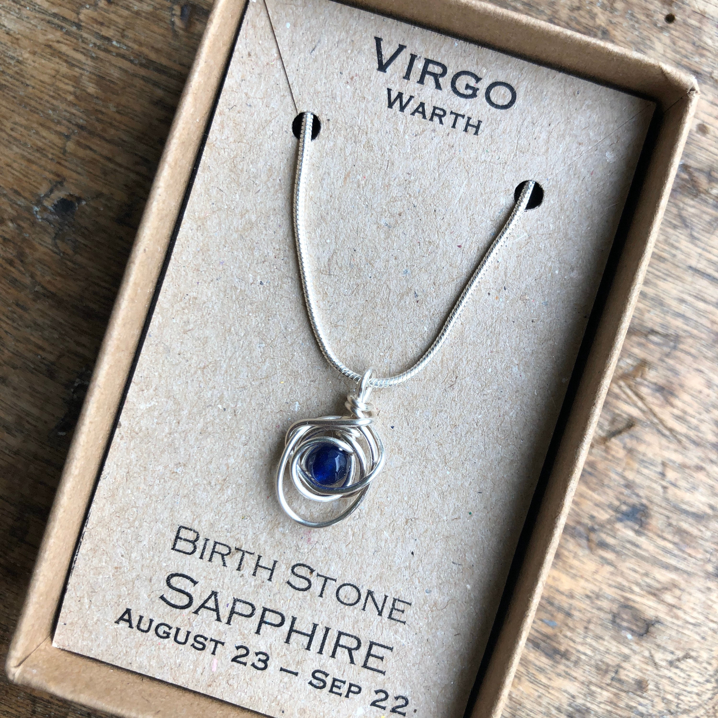 Virgo Sapphire Birthstone Zodiac Necklace Etsy