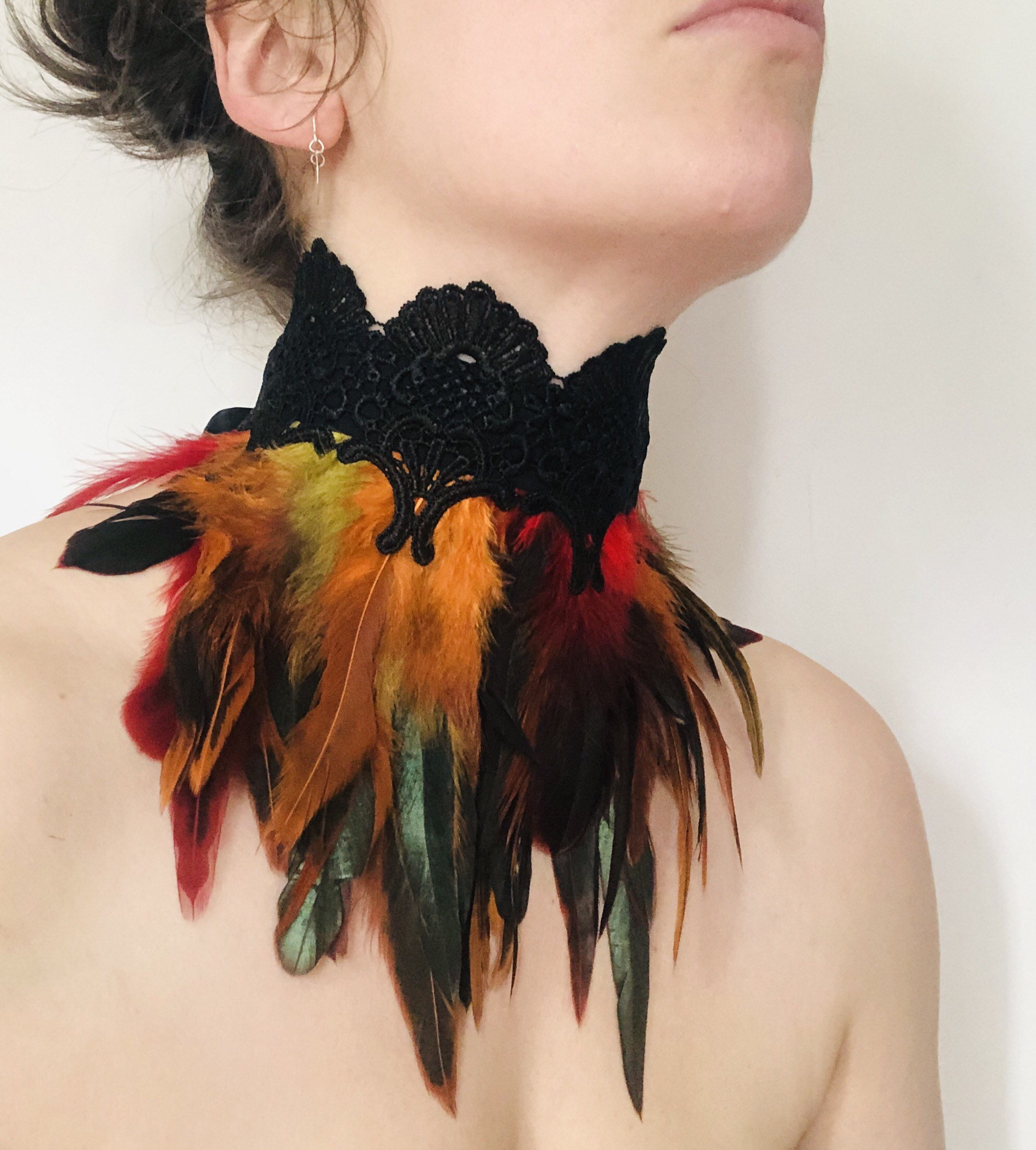 Feather choker deals collar