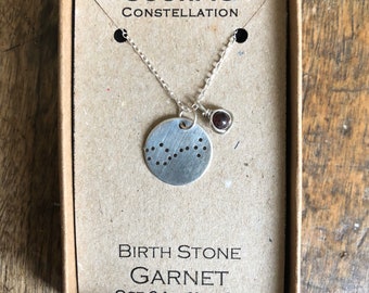 Scorpio Constellation necklace Birthstone Garnet necklace Sterling Silver 925 zodiac sign
