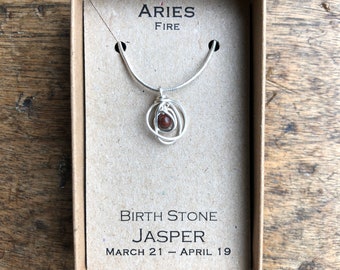 Aries necklace Birthstone Jasper necklace zodiac sign