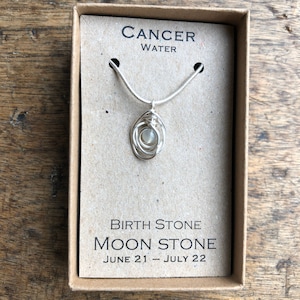 Cancer necklace Birthstone moon stone necklace zodiac sign