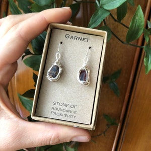 Raw Garnet earrings wire wrapped