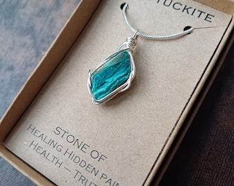 Shattuckite wire wrapped necklace