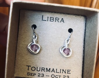 Libra necklace Birthstone Tourmaline earrings