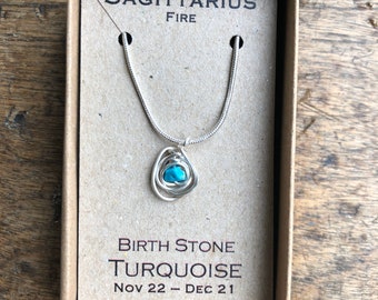 Sagittarius birthstone turquoise zodiac necklace