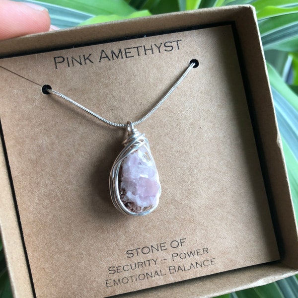 Raw Pink Amethyst Wire Wrapped