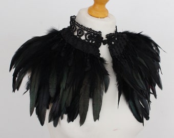 Feather Collar Black Feathers Black Lace
