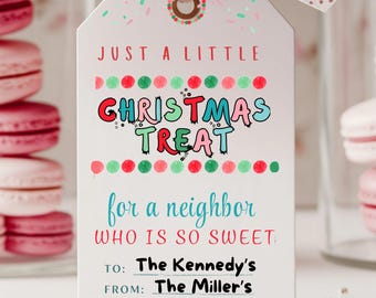 Printable Christmas Treat Tags | Neighbor Holiday Cookie Labels (PDF Download)