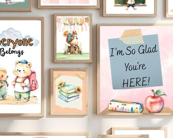 Watercolor Animal Prints: Kindness, Motivational Classroom Decor (Digital Download)