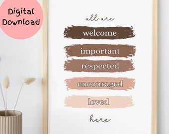 Diversity Classroom Decor, All Are Welcome Here Print (Digital Download)
