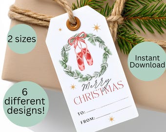 Nutcracker Ballet Christmas Gift Tags, Watercolor Holiday Labels (Digital Download)