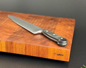 Grande planche à découper en bois | Meranti grain de bout | Planche de cuisine en bois massif 43×31 cm | Planche à découper en bois massif