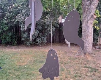 Handmade Wooden Halloween Ghost Mobile, Spooky Hanging Porch or Indoor Décor, Unfinished or Painted Options