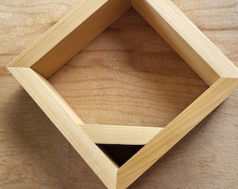 Handmade Wooden Diamond Shelf – Rustic Farmhouse Wall Décor, Small Geometric Pine Shelf for Plants and Collectibles