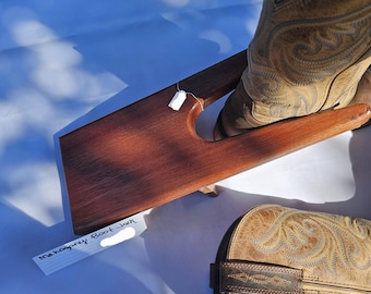 Handmade Mahogany Boot Jack – Rustic Wooden Boot Remover for Cowboy, Western, and Work Boots