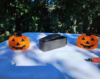 Wooden Coffin Box – Unfinished or Black – DIY Halloween Décor, Candy Holder, or Spooky Craft Project