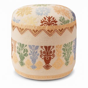 Embroidered Ottoman Cover | Palestinian Heritage | Tatreez Banatna