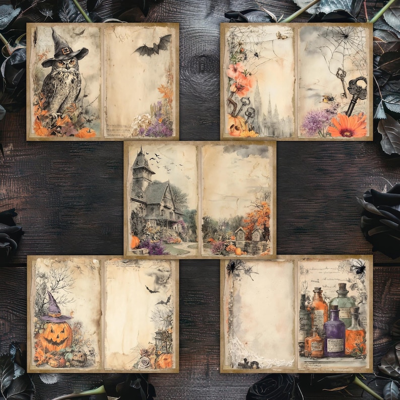 Vintage Halloween Junk Journal Kit, Witchy Halloween Ephemera ...