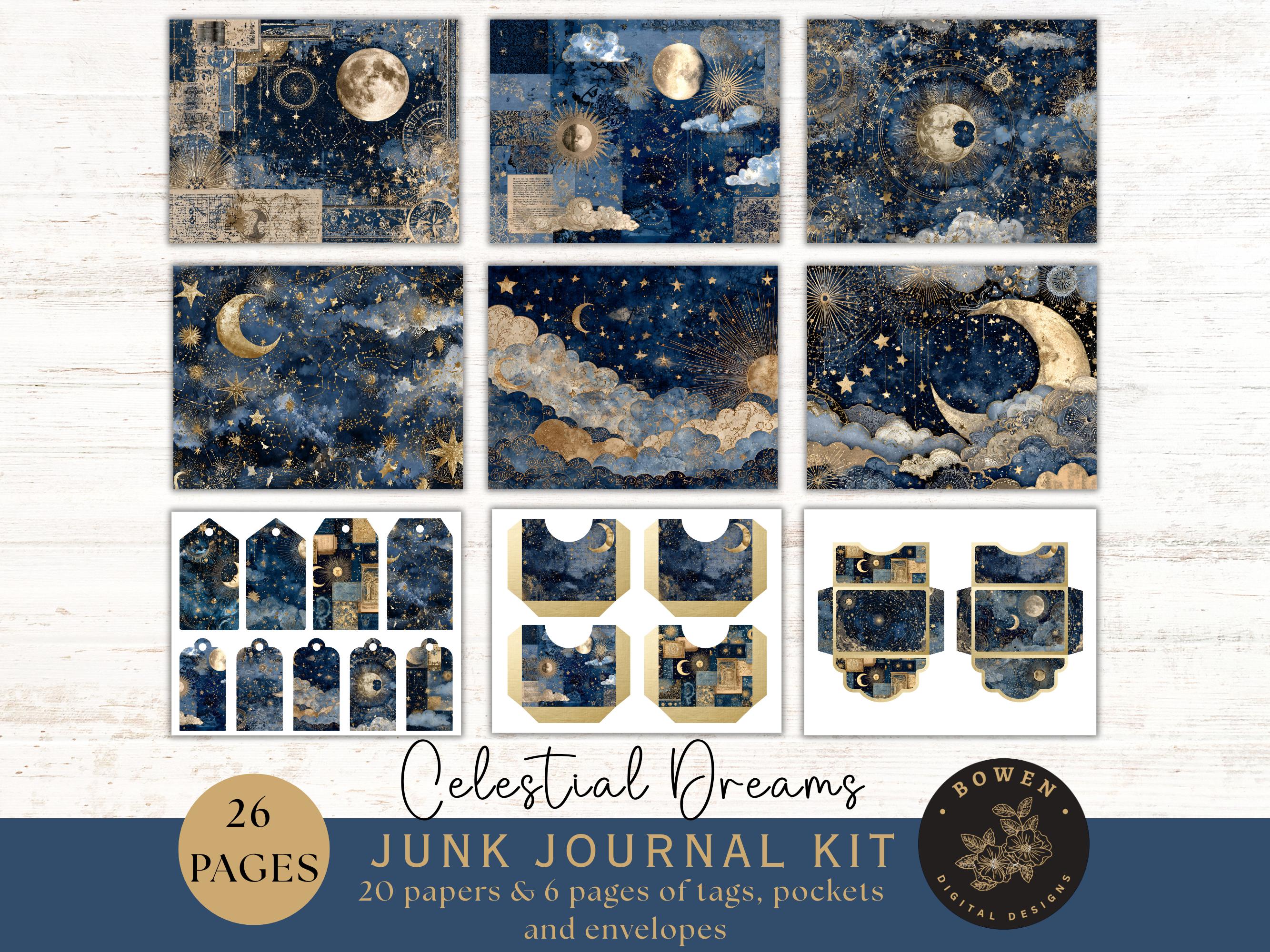 Celestial Junk Journal Kit, Galaxy Digital Papers for Scrapbooking ...