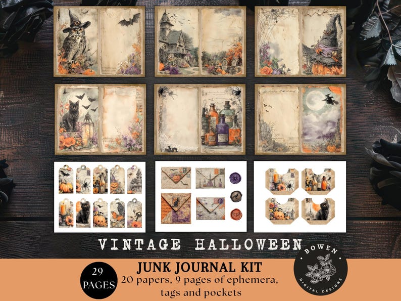 Vintage Halloween Junk Journal Kit, Witchy Halloween Ephemera ...