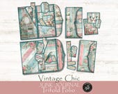 Vintage Junk Journal Trifold Folio Kit, Ephemera, Pockets, Tags for Scrapbooking, Junk Journal Printables and Pages