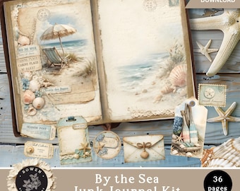 By the Sea Junk Journal Kit, Fussy Cuts, Printable Journal Pages, Tags, Ephemera, Folio Inserts, Clipart, Summer Journal Paper