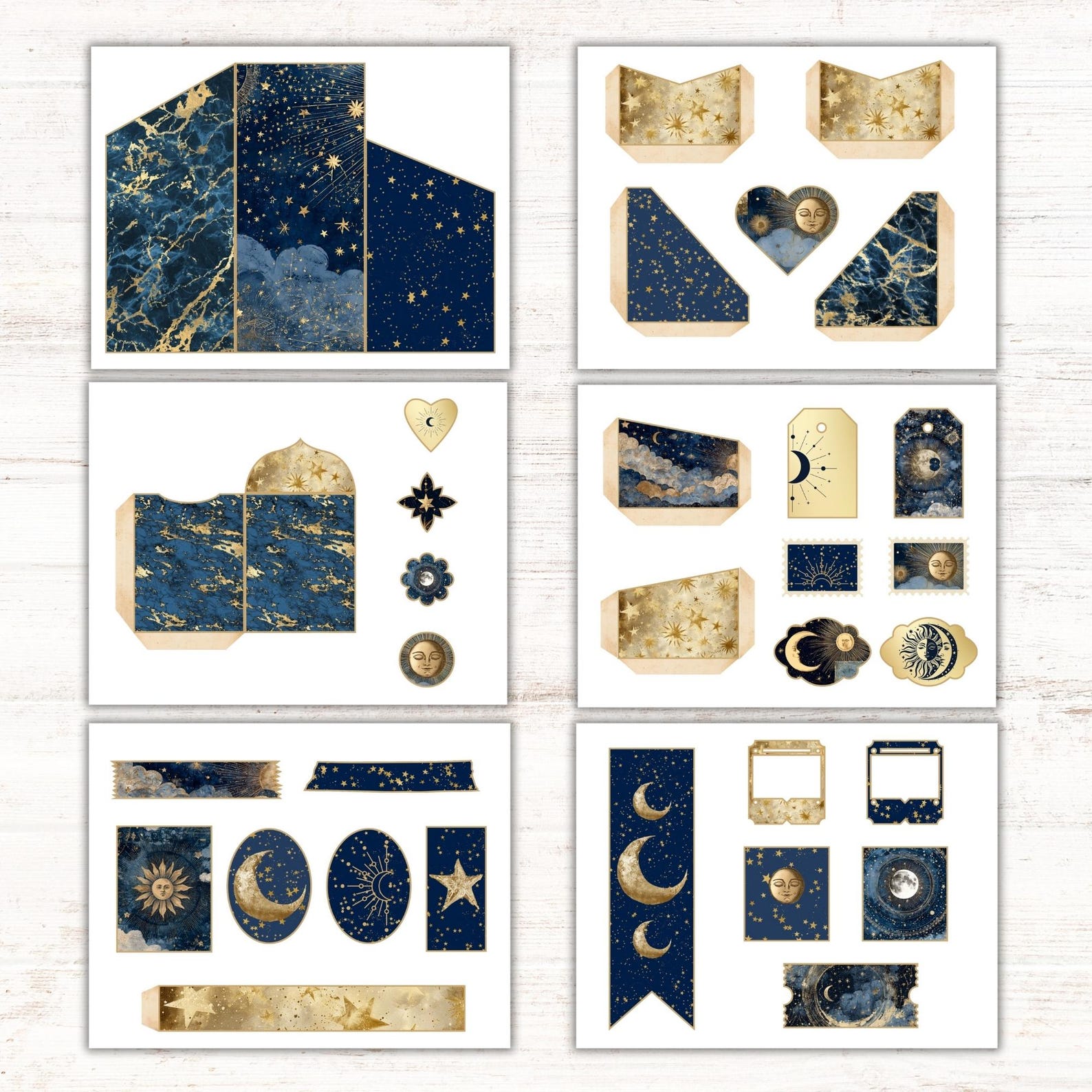 Celestial Junk Journal Trifold Folio Kit, Galaxy Digital Papers for ...