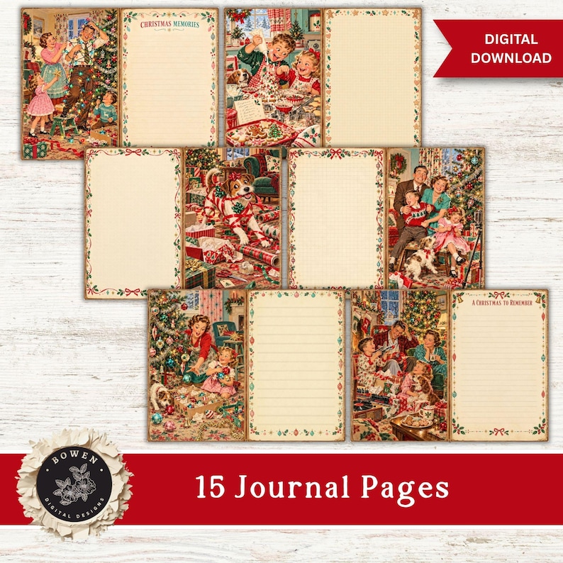 Vintage Christmas Junk Journal Kit, Fussy Cuts, Printable Journal Pages ...