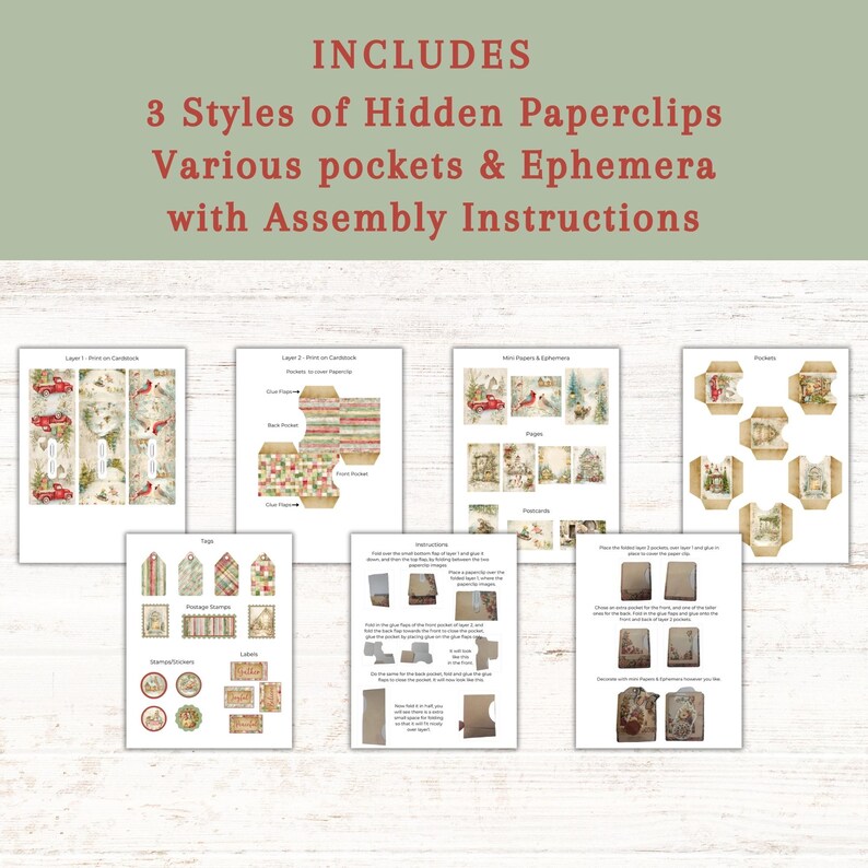 Rustic Christmas Hidden Paperclip Kit, Junk Journal and Christmas ...