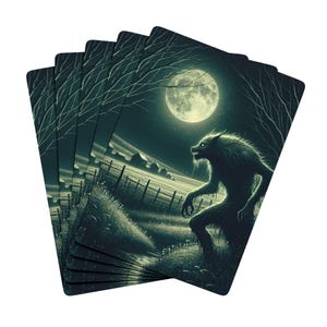 Cartas de Baralho Místicas - Design Gótico, Baralho de Pôquer Exclusivo, Presente de Fantasia, Itens Essenciais para Noites de Jogos, Temas de Lobo e Ás