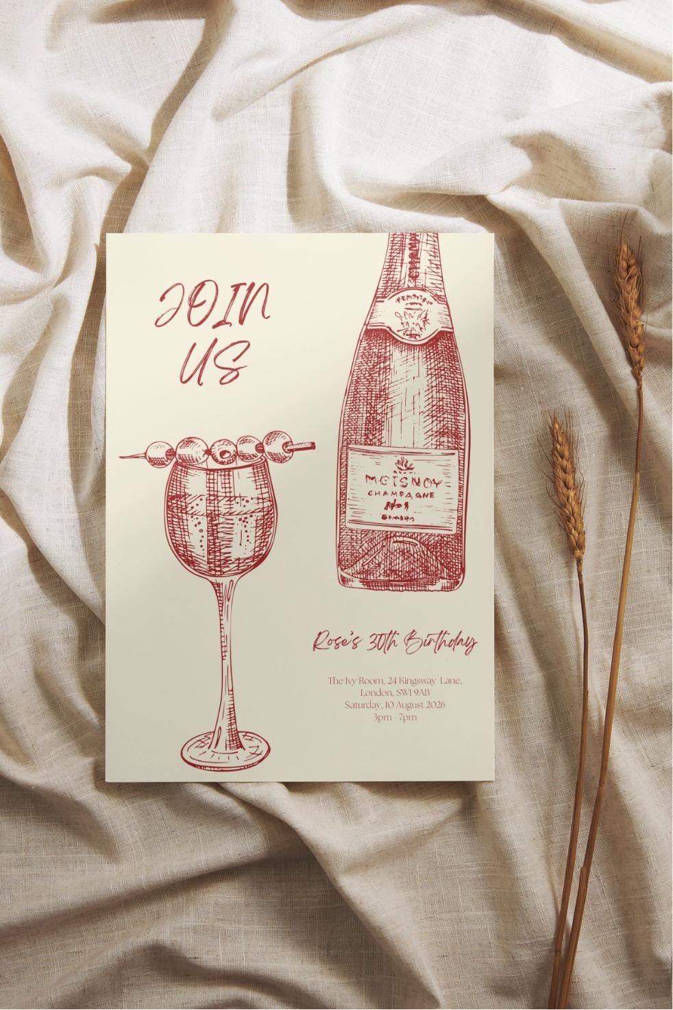 Editable Birthday Invitation – Canva Template – Sophisticated Birthday ...