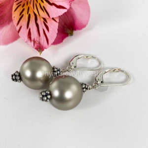 Pearl Platinum Earrings, Large Swarovski Pearls, Pearl Jewelry, Statement Earrings, Holiday Gift for Her, Mother&#39;s Day Gifts, Gifts for Mom