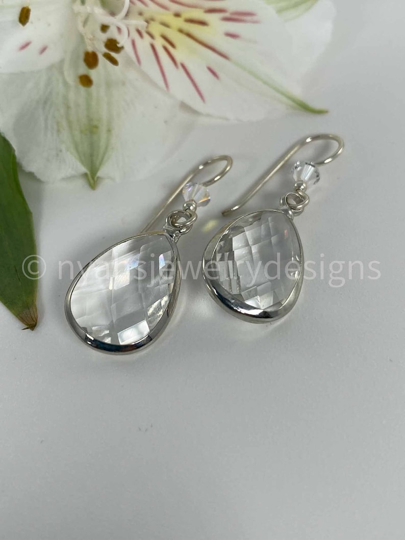 Mother/'s Day Gifts Glass Statement Jewelry Bridal Jewelry Large Statement Earrings Bridesmaids Jewelry Clear Faceted Glass Earrings