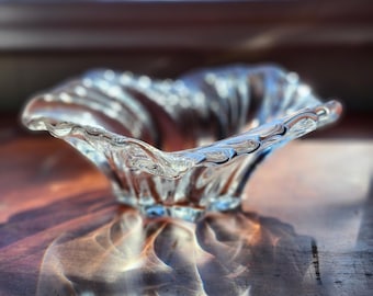 Ciotola in vetro vintage Mikasa Belle Epoque, design a spirale