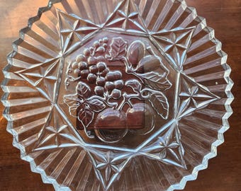 Piatto modello Pioneer in vetro federale: piatto da portata trasparente con motivo di frutta