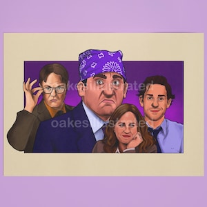 Poster della serie TV The Office US / Illustrazione di Michael Scott, Jim, Dwight e Pam