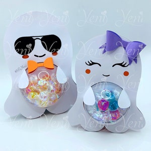 CON Apertura Punteada Dulcero de pareja de fantasmitas para esferas en 4 tamaños - Archivos digitales en Svg y Studio - Halloween