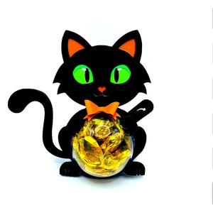 CON Iris Shutter Dulcero de Gatito Negro para esferas en 4 tamaños - Archivos digitales en Svg y Studio - Halloween