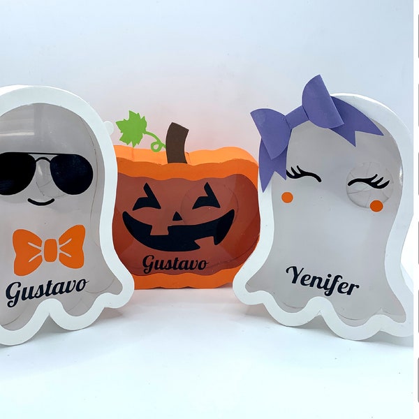 WITH Iris Shutter Halloween pack - adorables pumpkin and ghost couple candy box - Digital File Svg and Studio