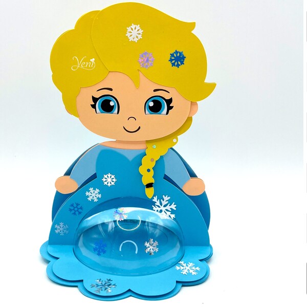 AVEC mécanisme de cuillère Elsa Frozen Princess porte-bonbons - Pour sphère de 8 cm / 3,15 po - Fichiers numériques - studio svg - avec ouverture en pointillé **GRATUIT**