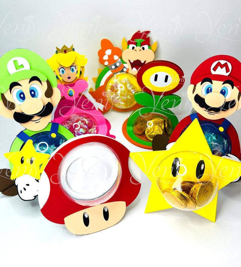Super Mega Pack Mario Bros candy holders For 8cm / 3.15 Sphere Digital Files svg studio with Dotted Opening FREE image 1