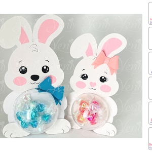WITH Dotted Opening Easter Bunnies candy holder - Digital Files - candy - svg -studio - cute bunny