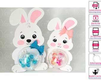 MIT gepunkteten Öffnung Osterhasen Candy Halter - Digital Files - Candy - svg -studio - cute bunny