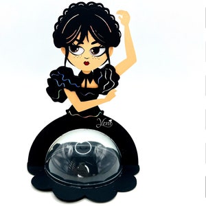 WITH Spoon Mechanism Wednesday Adams candy holder - For 8cm / 3.15” Sphere - Digital Files - svg -studio - with Dotted Opening ***FREE***