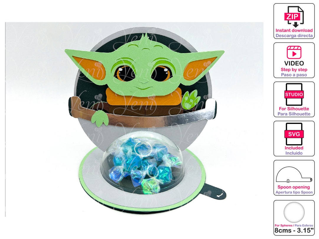WITH Spoon Mechanism Baby Yoda Candy Holder for 8cm / 3.15 Sphere