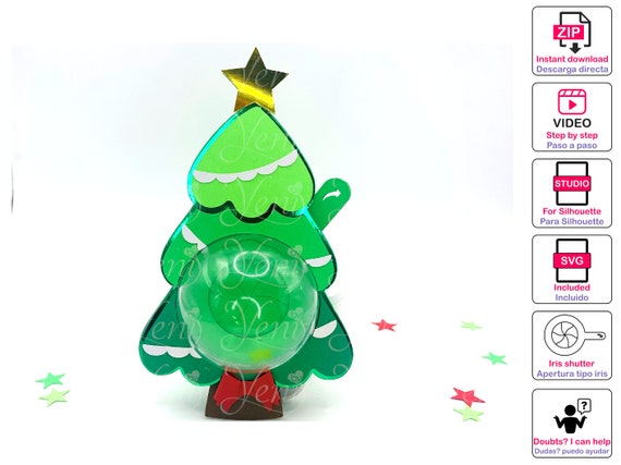 With Iris Shutter Christmas Tree Candy Holder Tree Ornament For 4.